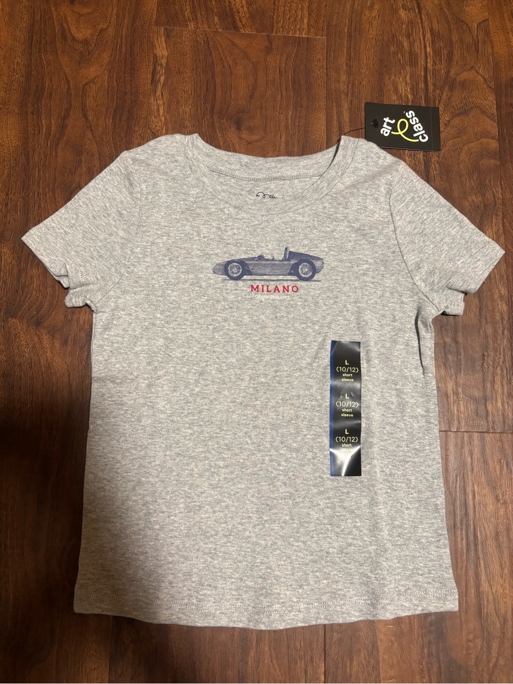 Art Class Girls’ Short Sleeve Milano Grand Prix 1973 Graphic Shirt - Grey L